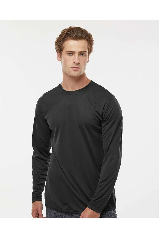 Holloway Mens Momentum Moisture Wicking Long Sleeve Crewneck T-Shirt - Black