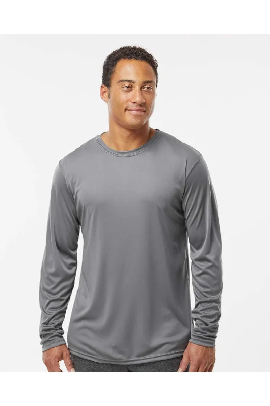 Holloway Mens Momentum Moisture Wicking Long Sleeve Crewneck T-Shirt - Graphite Grey