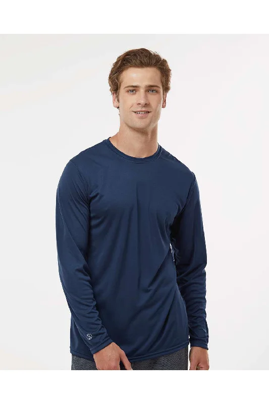 Holloway Mens Momentum Moisture Wicking Long Sleeve Crewneck T-Shirt - Navy Blue