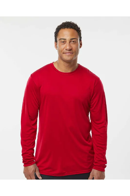 Holloway Mens Momentum Moisture Wicking Long Sleeve Crewneck T-Shirt - Scarlet Red