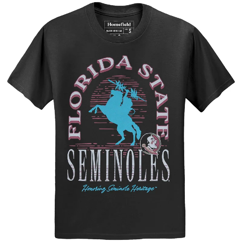 Homefield Men's Florida State Seminoles Turquoise Unconquered Silhouette Design Short Sleeve T-shirt - Black