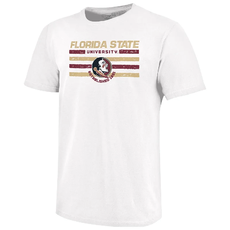 Image One Men's Seminole Logo/Florida State University Design Soft Wash Short Sleeve T-shirt - White