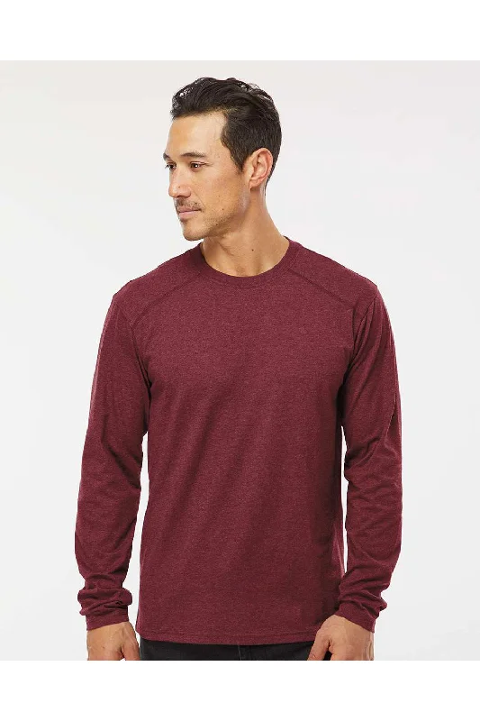 Kastlfel Mens Recycled Soft Long Sleeve Crewneck T-Shirt - Burgundy