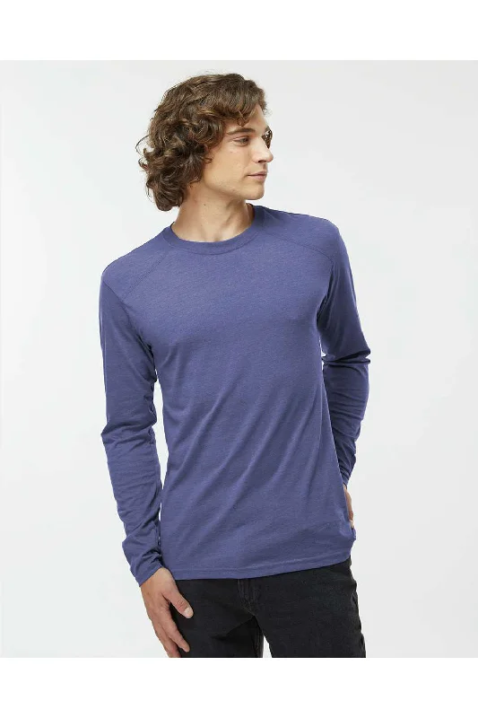 Kastlfel Mens Recycled Soft Long Sleeve Crewneck T-Shirt - Vintage Royal Blue