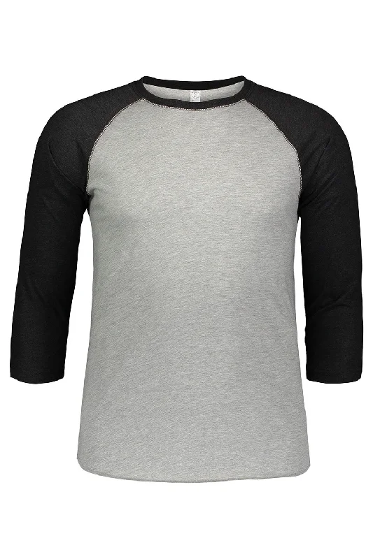 LAT Mens Fine Jersey Baseball 3/4 Sleeve Crewneck T-Shirt - Heather Grey/Vintage Smoke Grey