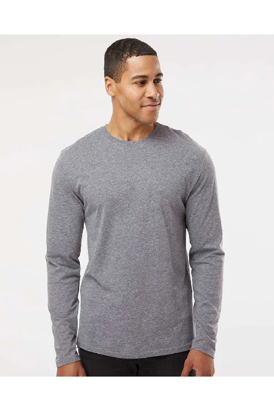 LAT Mens Fine Jersey Long Sleeve Crewneck T-Shirt - Heather Granite Grey