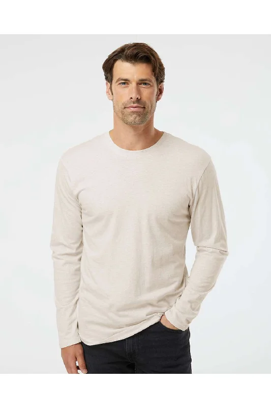 LAT Mens Fine Jersey Long Sleeve Crewneck T-Shirt - Heather Natural