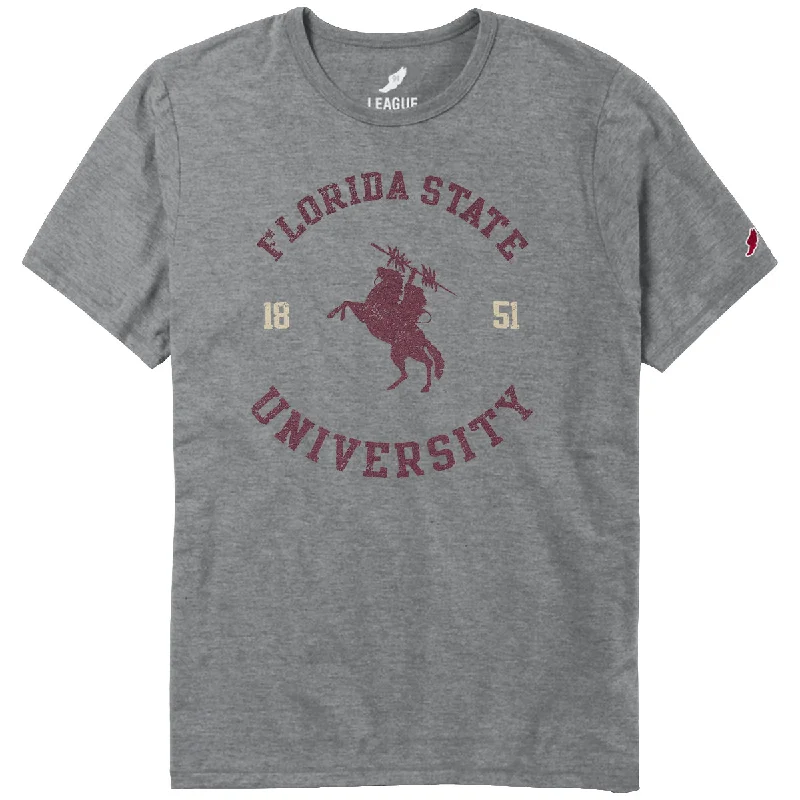 League Men's Florida State University/Unconquered Silhouette Tri-blend Short Sleeve T-shirt - Graphite Heather