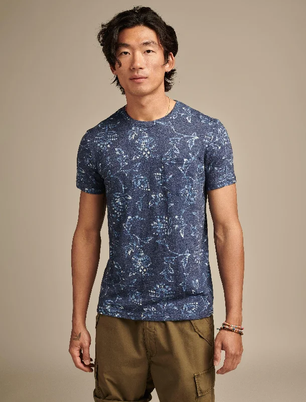 Lucky Brand Men's Linen Short Sleeve Pocket Crew Neck Tee