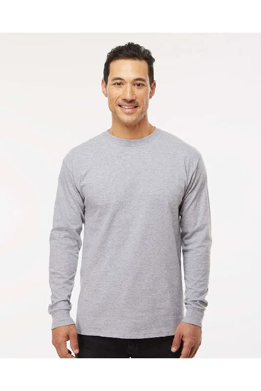 M&O Mens Gold Soft Touch Long Sleeve Crewneck T-Shirt - Athletic Grey