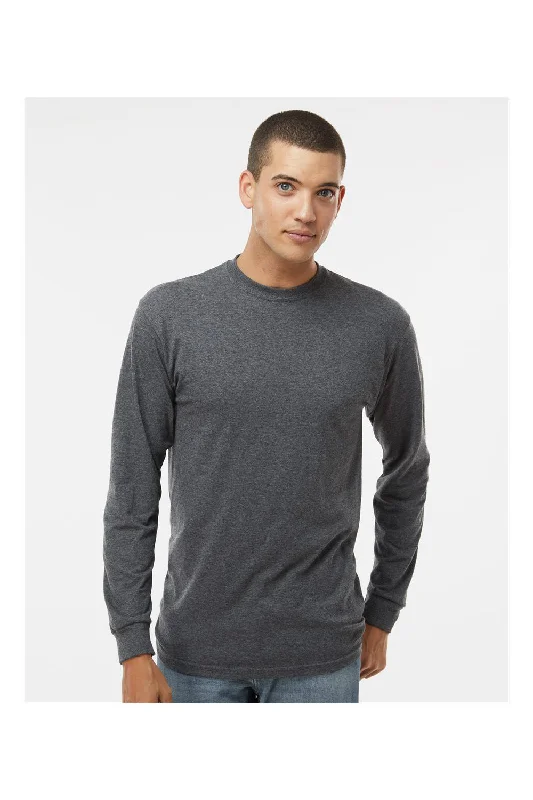 M&O Mens Gold Soft Touch Long Sleeve Crewneck T-Shirt - Heather Dark Grey