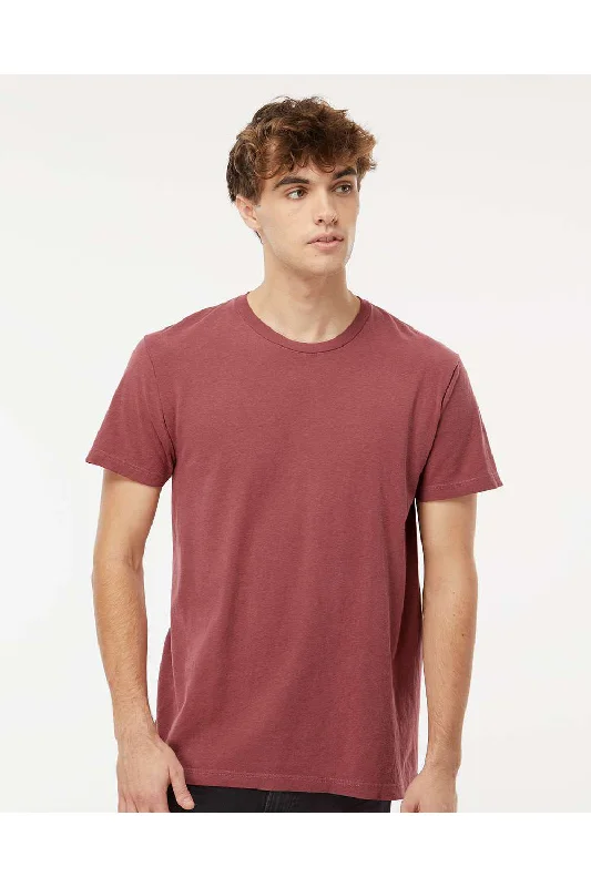 M&O Mens Vintage Garment Dyed Short Sleeve Crewneck T-Shirt - Brick Red