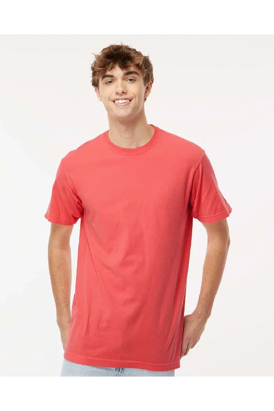 M&O Mens Vintage Garment Dyed Short Sleeve Crewneck T-Shirt - Bright Salmon