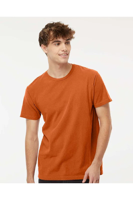 M&O Mens Vintage Garment Dyed Short Sleeve Crewneck T-Shirt - Burnt Orange