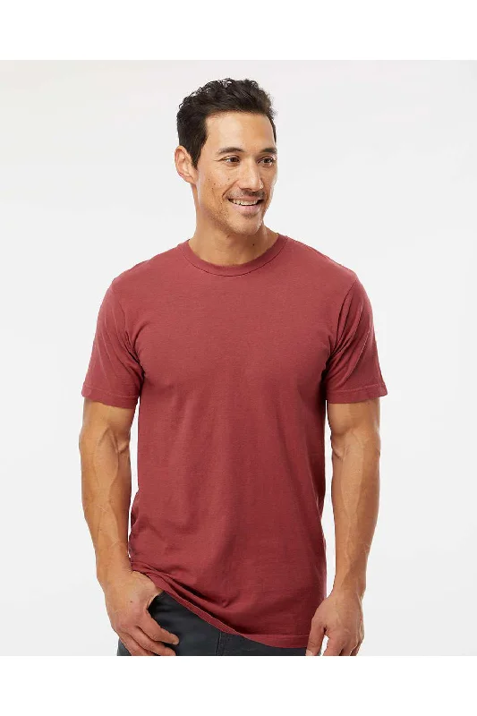 M&O Mens Vintage Garment Dyed Short Sleeve Crewneck T-Shirt - Crimson Red