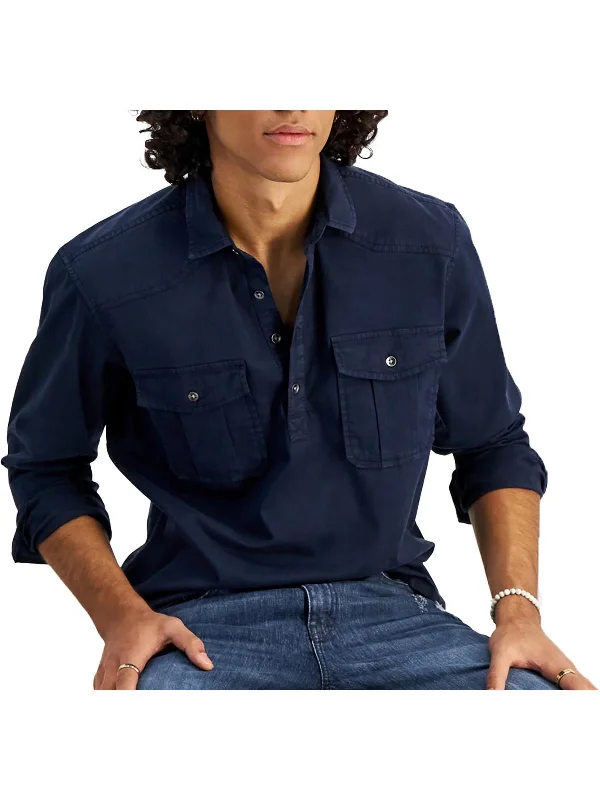 Mens Popover Regular Fit Button-Down Shirt