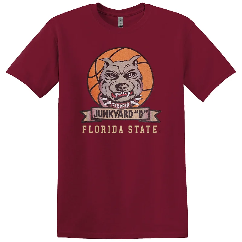 Ragz Adult/Unisex Leonard Hamilton Junkyard Dog Florida State Design Short Sleeve T-shirt - Garnet