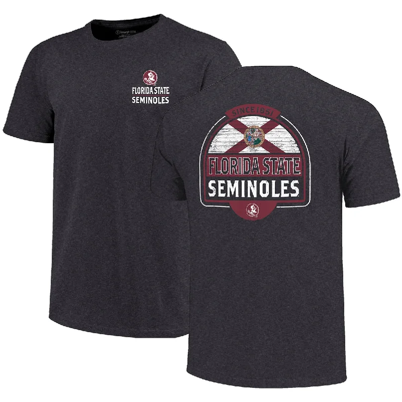 Image One Adult/Unisex Florida State Seminoles/State Flag Design Short Sleeve T-shirt - Charcoal Heather