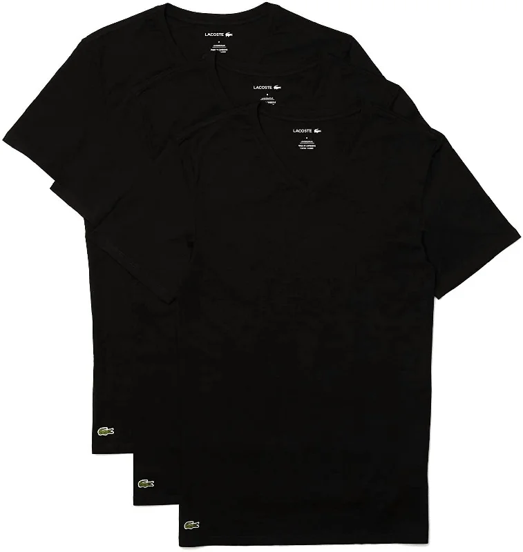 Men's Slim Fit V-Neck T-Shirts Undershirts - 3 Pack In Black