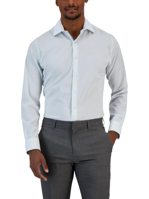 Mens Window Pane Stretch Button-Down Shirt