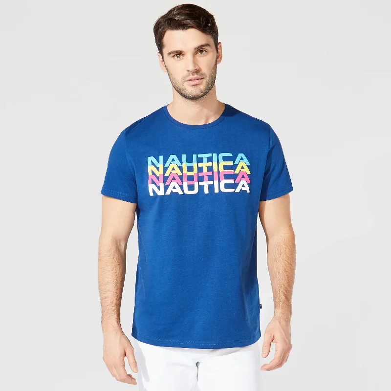 Nautica Mens Big & Tall Multiple Logo Graphic T-Shirt