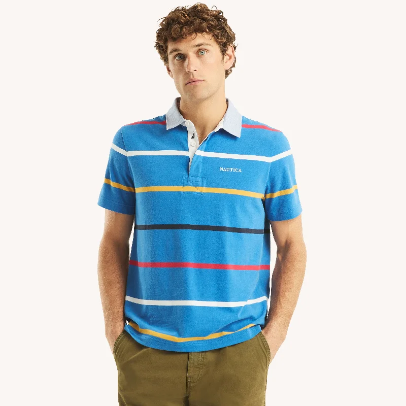 Nautica Mens Classic Fit Striped Rugby Polo