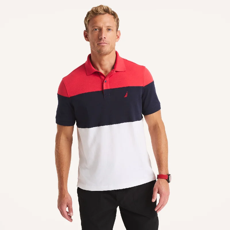 Nautica Mens Colorblock Classic Fit Interlock Polo