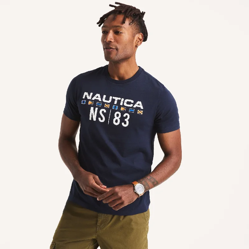 Nautica Mens Foil Ns-83 Logo Graphic T-Shirt