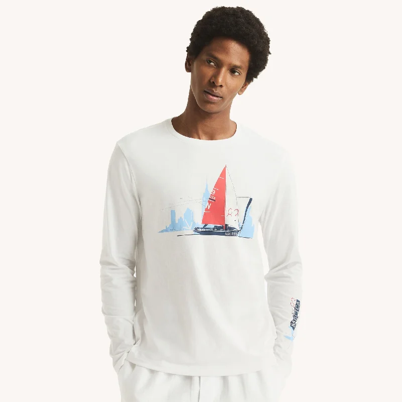 Nautica Mens Long-Sleeve Graphic T-Shirt