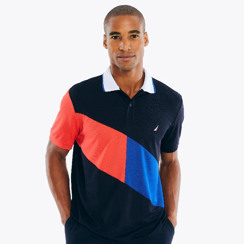 Nautica Mens Navtech Sustainably Crafted Classic Fit Diagonal Stripe Polo