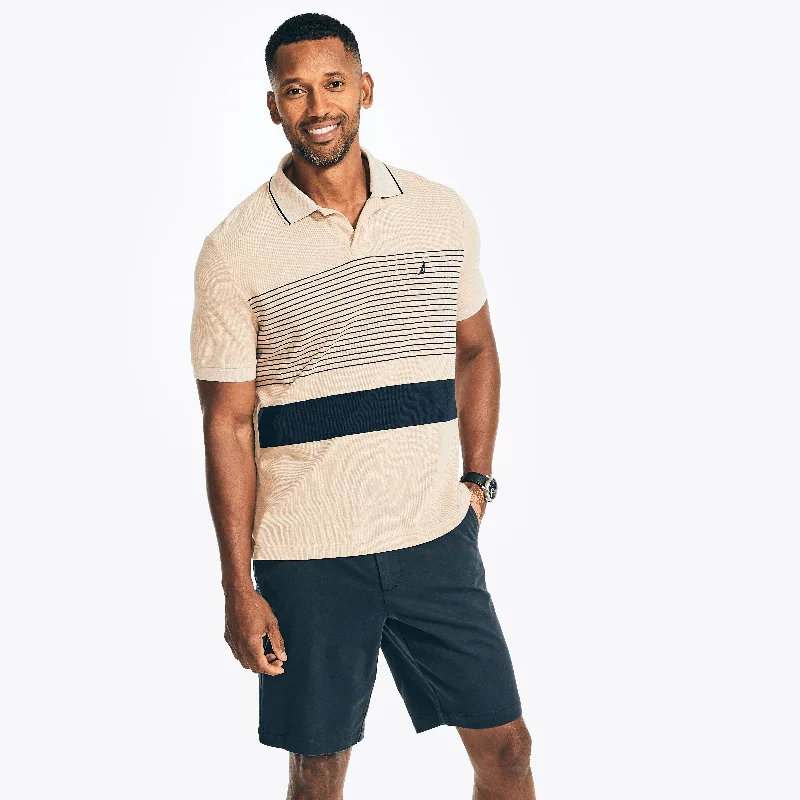 Nautica Mens Sustainably Crafted Classic Fit Chest-Stripe Polo