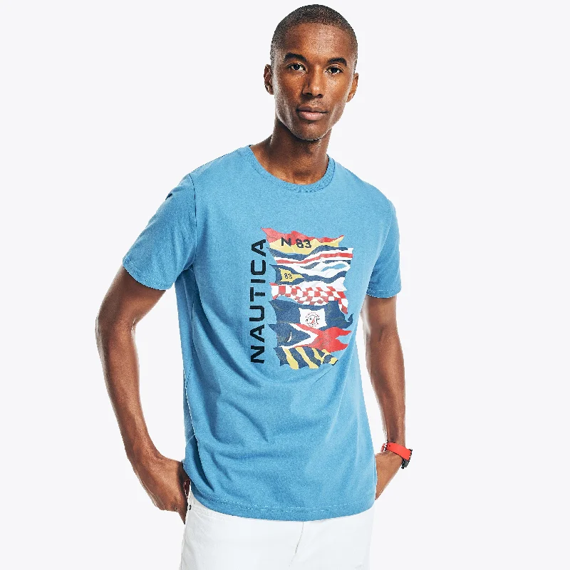 Nautica Mens Sustainably Crafted Flag Graphic T-Shirt