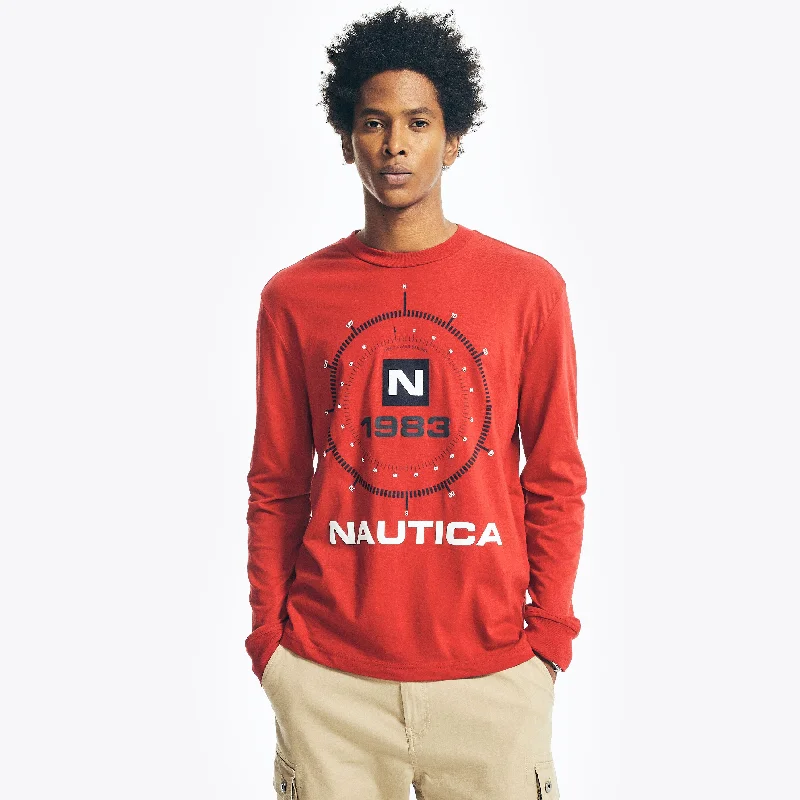 Nautica Mens Sustainably Crafted Graphic Long-Sleeve T-Shirt