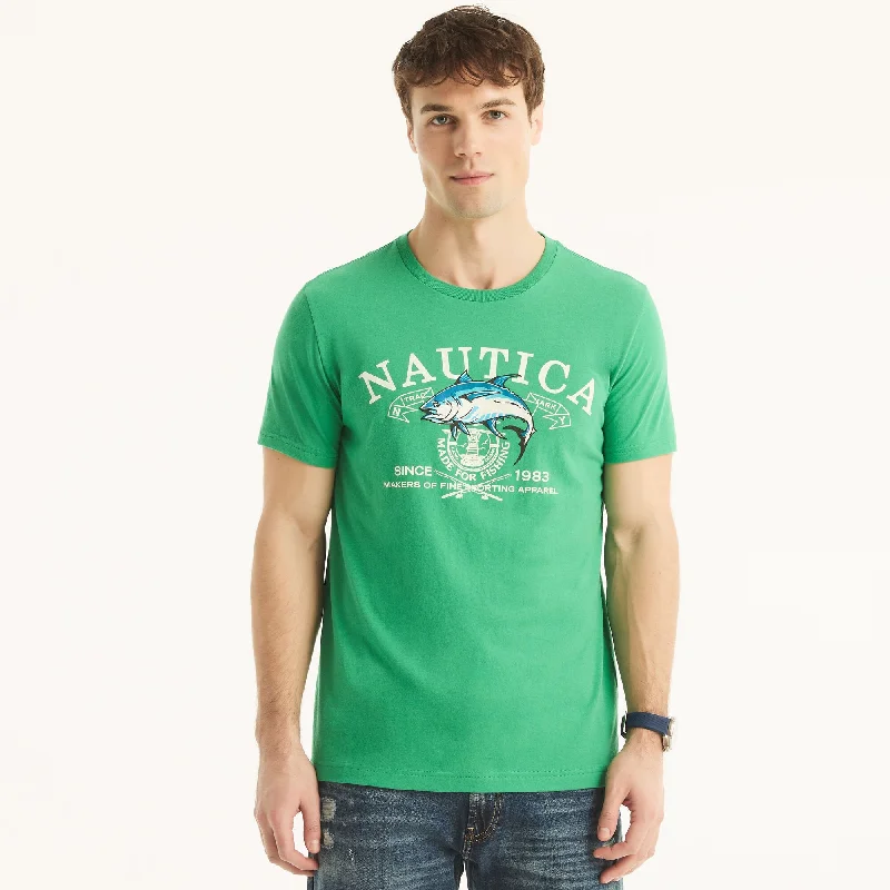 Nautica Mens Sustainably Crafted Made For Fishing Graphic T-Shirt