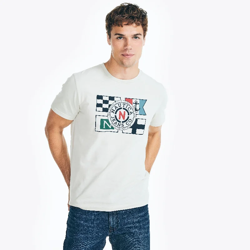 Nautica Mens Sustainably Crafted Nautica Jeans Co. Flag Graphic T-Shirt