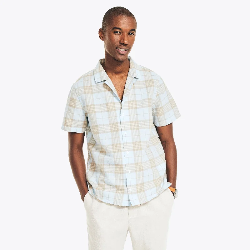 Nautica Mens Sustainably Crafted Plaid Short-Sleeve Shirt