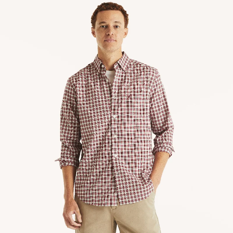 Nautica Mens Wrinkle-Resistant Plaid Wear To Work Shirt