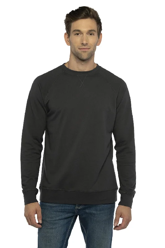 Next Level Mens French Terry Long Sleeve Crewneck T-Shirt - Graphite Black