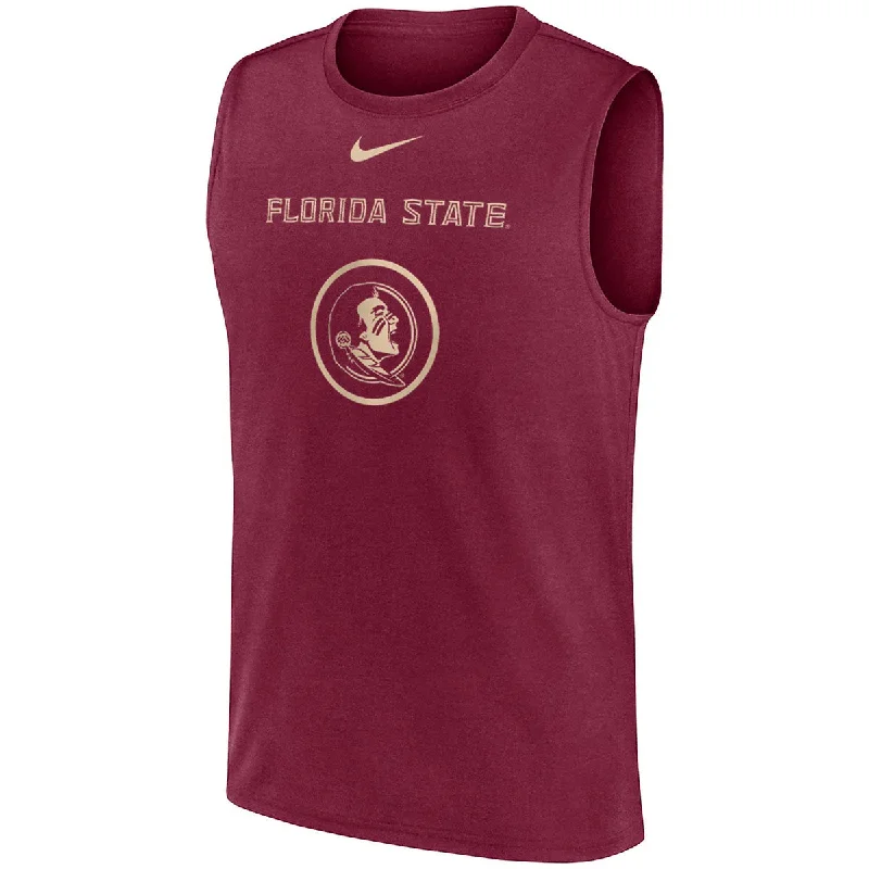 Nike Men's Florida State/Seminole Logo Dri-fit Sleeveless Basketball Practice T-shirt - Garnet