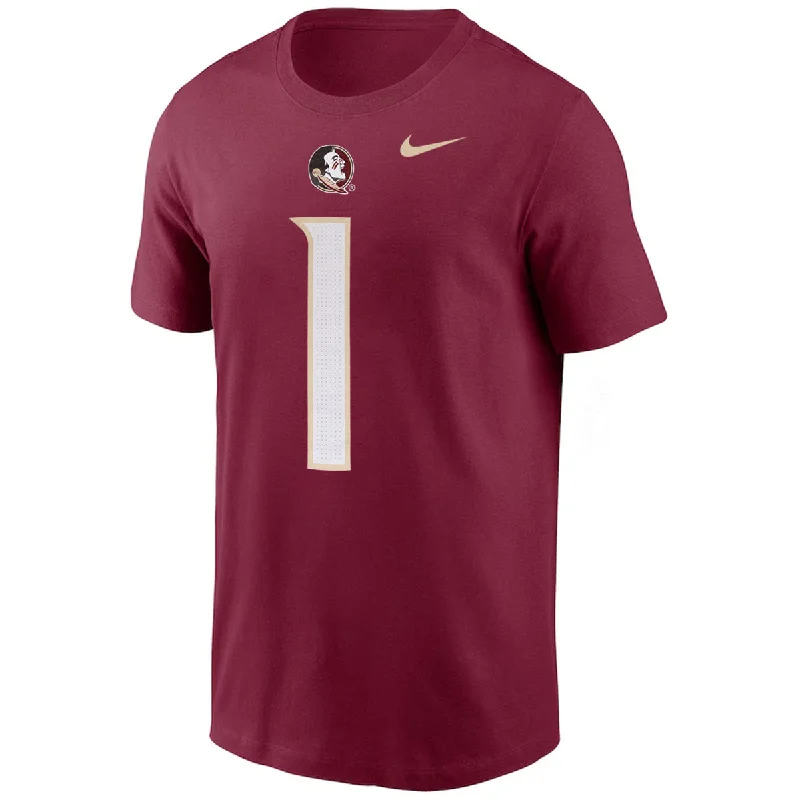 Nike Men's Seminole Logo #1 Short Sleeve Jersey T-shirt - Garnet