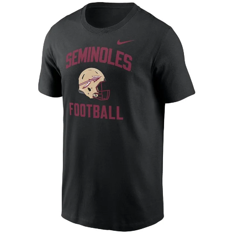 Nike Men's Seminoles Football Helmet Design Short Sleeve Cotton T-shirt - Black