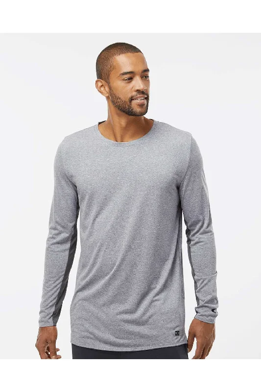 Oakley Mens Team Issue Hydrolix Long Sleeve Crewneck T-Shirt - Heather Granite Grey