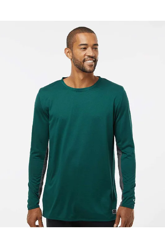 Oakley Mens Team Issue Hydrolix Long Sleeve Crewneck T-Shirt - Team Fir Green