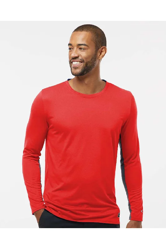 Oakley Mens Team Issue Hydrolix Long Sleeve Crewneck T-Shirt - Team Red