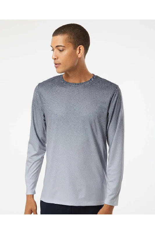 Paragon Mens Barbados Performance Moisture Wicking Pin Dot Long Sleeve Crewneck T-Shirt - Black/Light Charcoal Grey