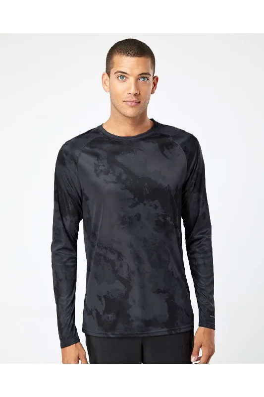 Paragon Mens Cabo Camo Performance Moisture Wicking Long Sleeve Crewneck T-Shirt - Graphite Grey