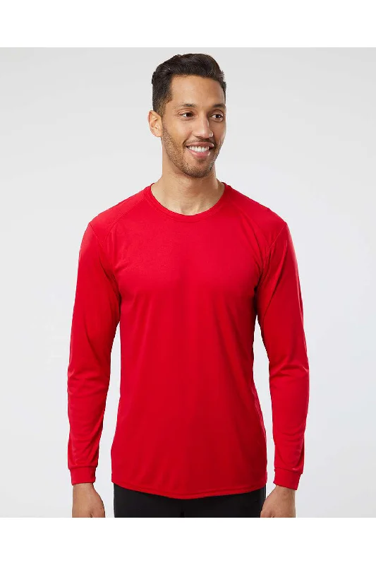 Paragon Mens Islander Performance Moisture Wicking Long Sleeve Crewneck T-Shirt - Red