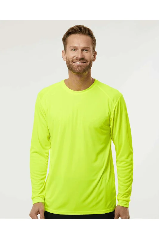 Paragon Mens Islander Performance Moisture Wicking Long Sleeve Crewneck T-Shirt - Safety Green