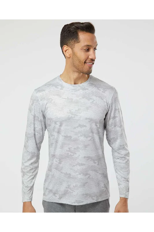 Paragon Mens Pompano Performance Moisture Wicking Camo Long Sleeve Crewneck T-Shirt - Aluminum Grey