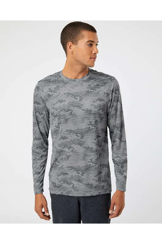 Paragon Mens Pompano Performance Moisture Wicking Camo Long Sleeve Crewneck T-Shirt - Medium Grey